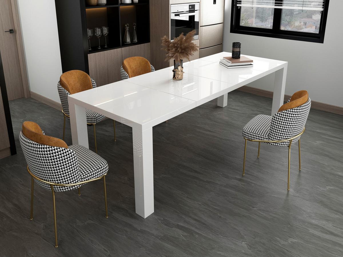 Esstisch Weiß B: 120-240 cm - Weiß Hochglanz, MODERN, Holzwerkstoff (120-240/80/76cm) - Livetastic