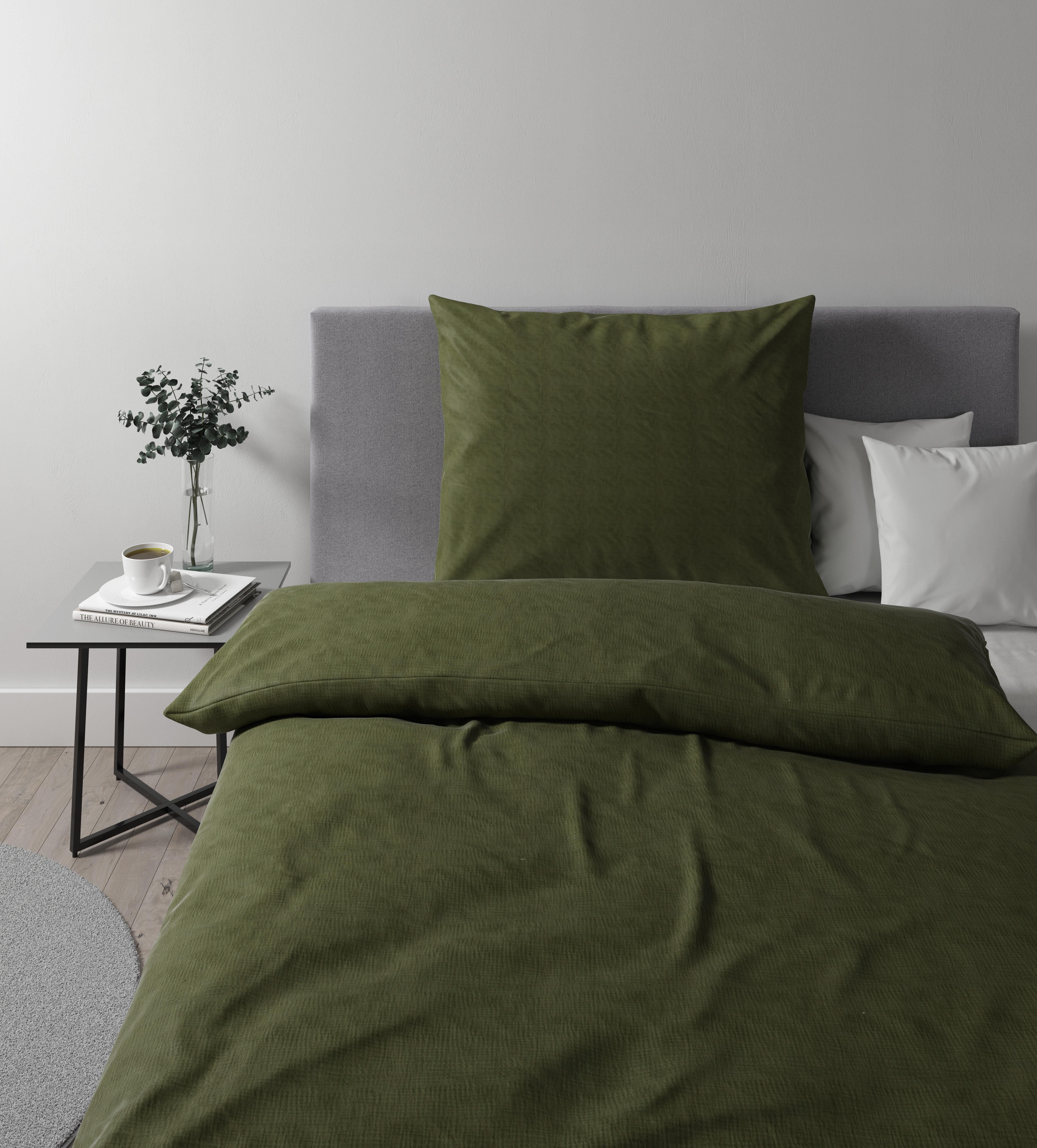 Povlečení Melissa, 140/200cm - olivově zelená, Moderní, textil (140/200cm) - Premium Living