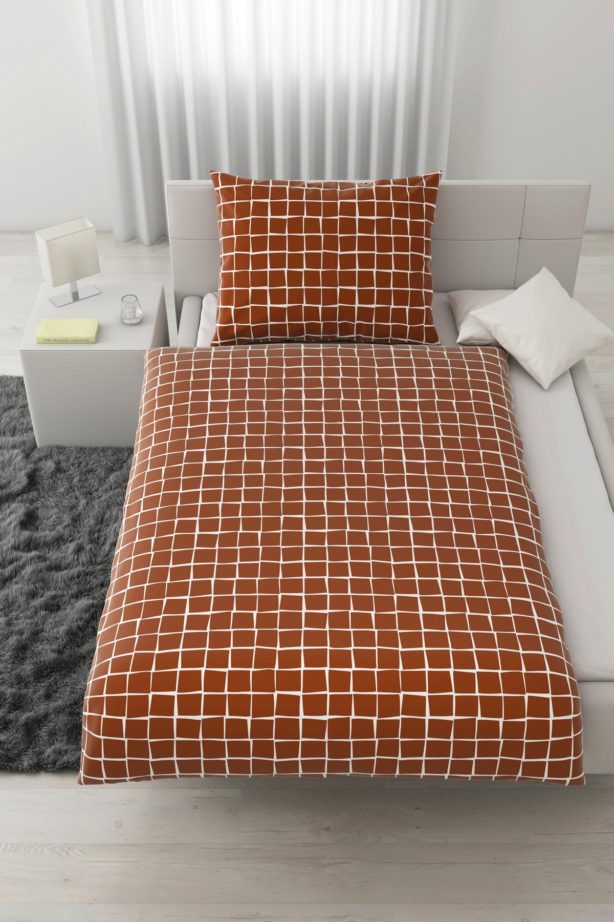 POVLEČENÍ Square, 140/200cm, hnědá - bílá/hnědá, Konvenční, textil (140/200cm) - Modern Living