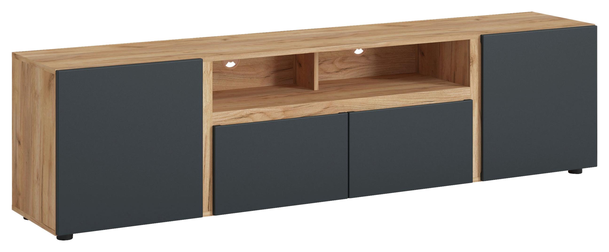 Tv-elem Morongo 200,7/39,6cm - tölgyfa színű/szürke, Modern, faalapú anyag (200,7/39,6/52,5cm)