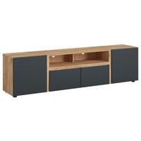 Tv-elem Morongo 200,7/39,6cm - tölgyfa színű/szürke, Modern, faalapú anyag (200,7/39,6/52,5cm)
