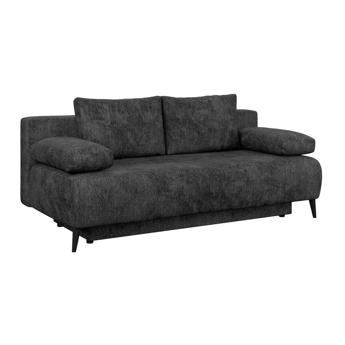 3-sitzer-sofa Mit Schlaffunktion Time Anthrazit - Anthrazit/Schwarz, Trend, Holz/Kunststoff (200/88/100cm)