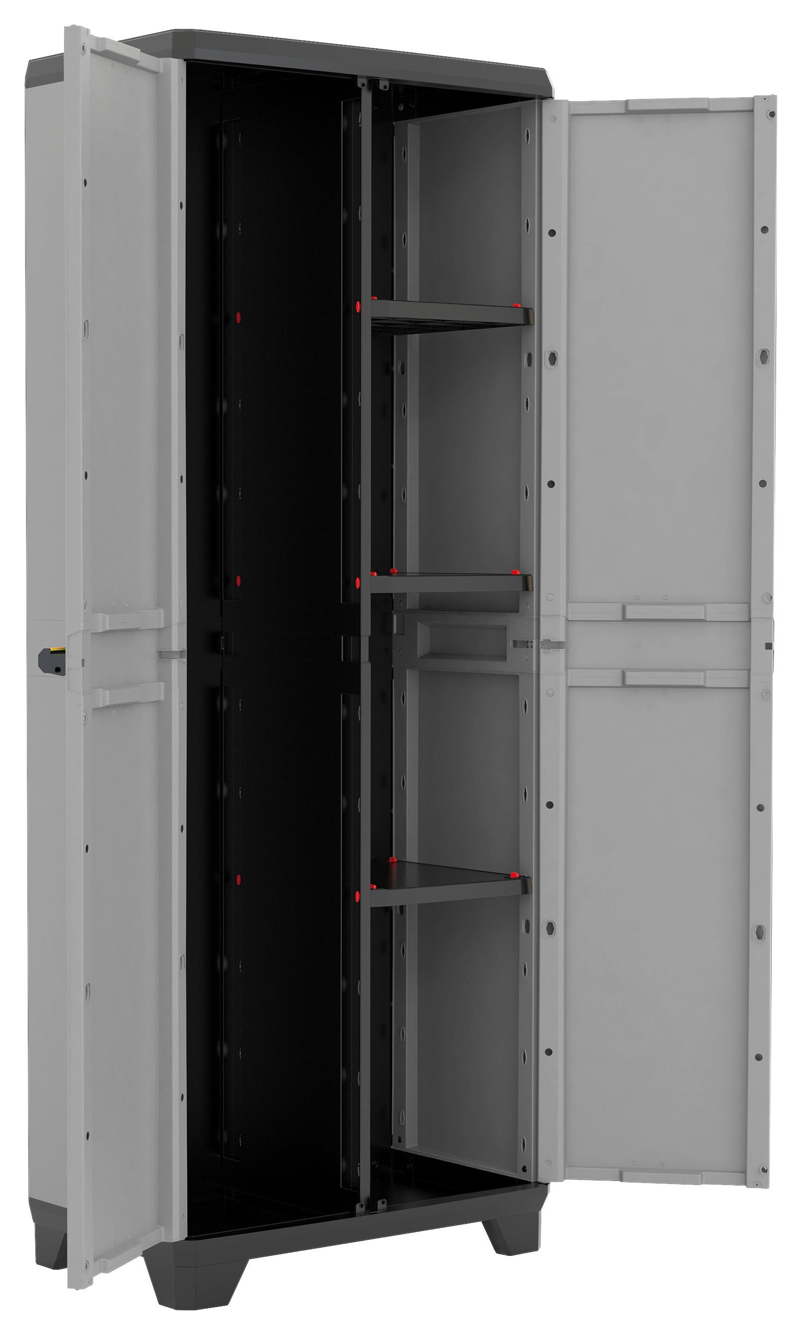Werkzeugschrank E-com Stilo Multipurpose 69x173x39 Cm - Rot/Schwarz, Design, Kunststoff (69/173/39cm) - Keter