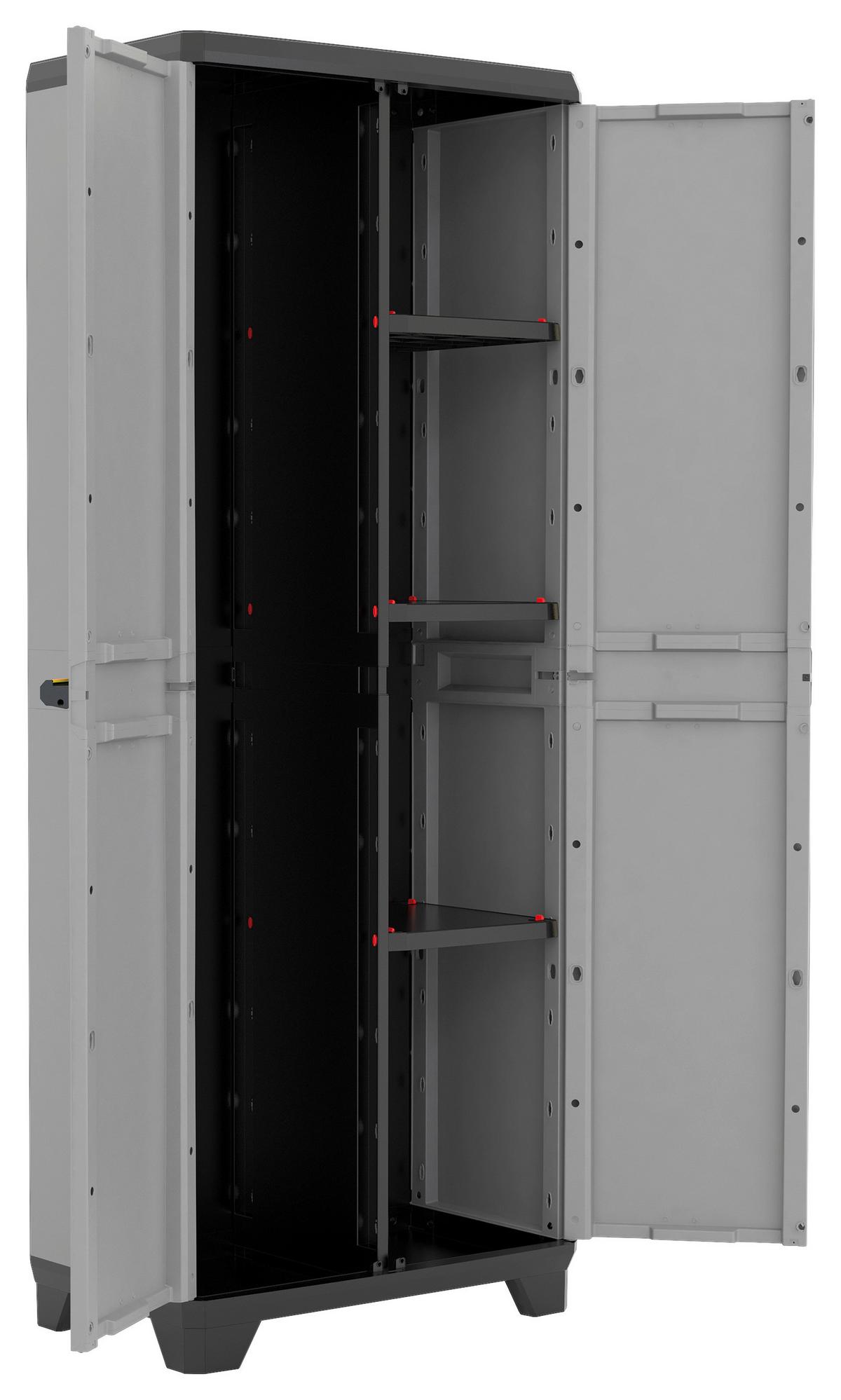 Werkzeugschrank E-com Stilo Multipurpose 69x173x39 Cm - Rot/Schwarz, Design, Kunststoff (69/173/39cm) - Keter