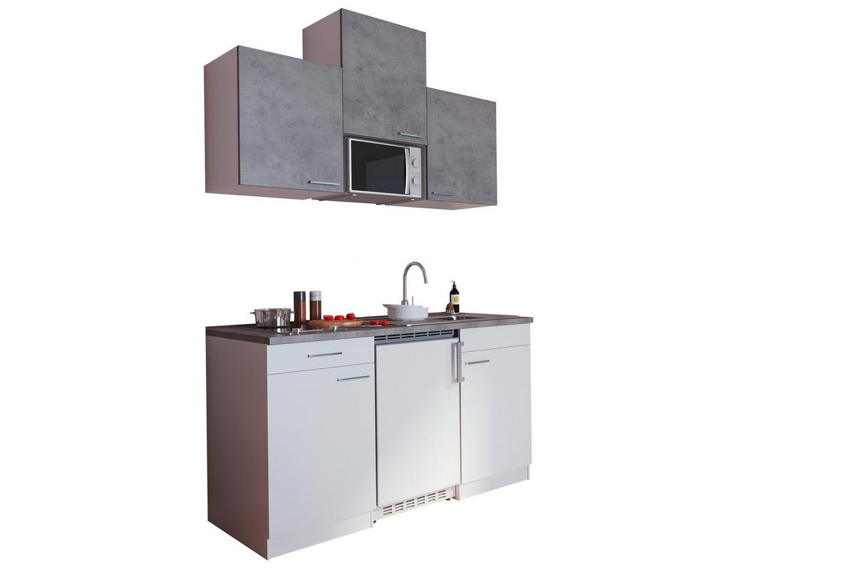 Miniküche Mit Kühlschrank Und Mikrowelle B: 150 Cm Grau/weiß - Weiß/Grau, KONVENTIONELL, Holzwerkstoff (150cm) - Respekta