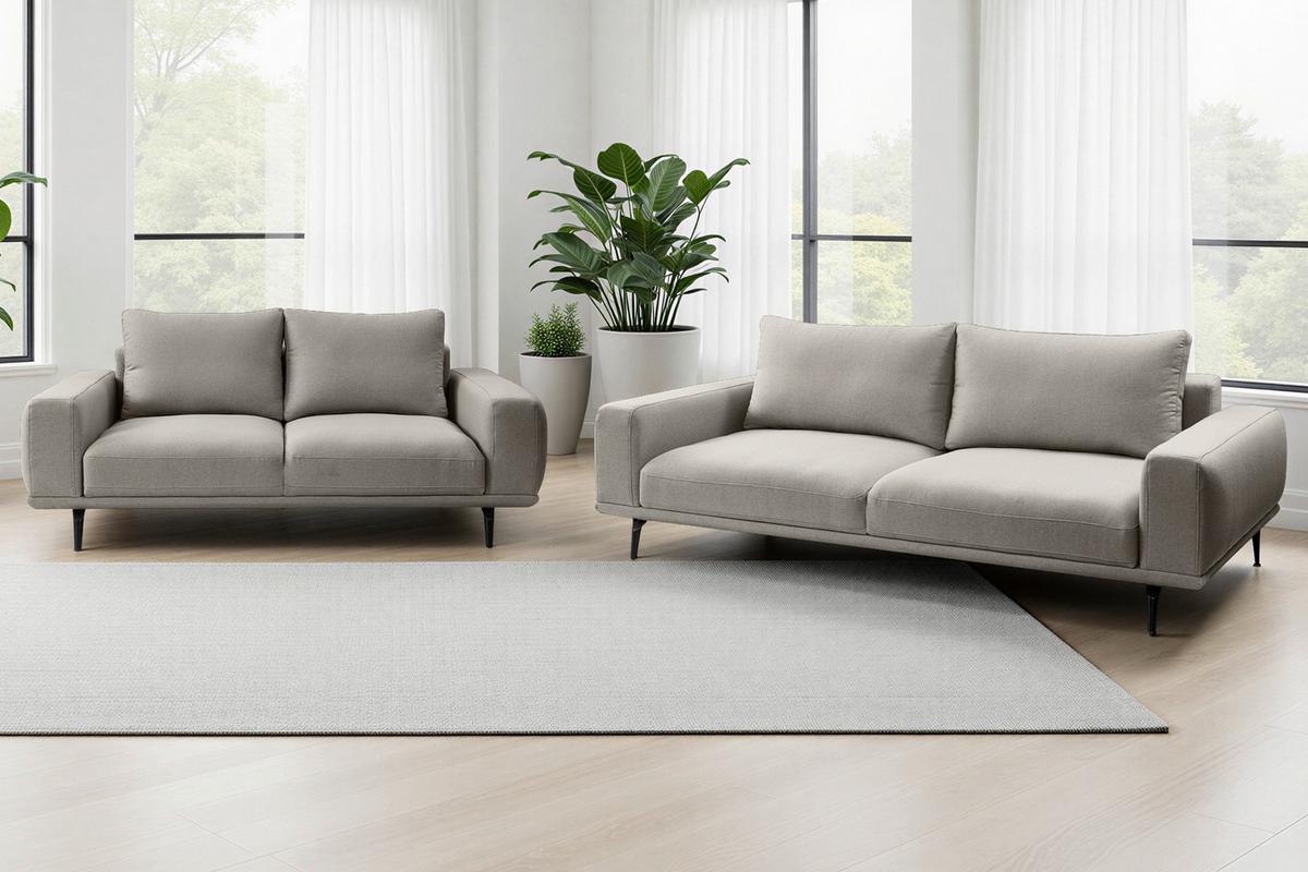 2-sitzer-sofa Selene Hellbraun, B: 202 Cm - Hellbraun/Schwarz, MODERN, Textil (202/89/115cm) - MID.YOU