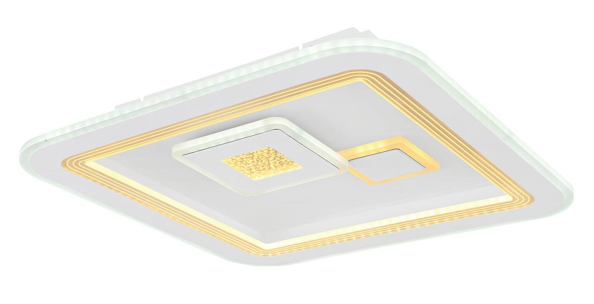 LED-Deckenleuchte L: 46,6 cm mit Farbtemperaturwechsler - Klar/Opal, Design, Kunststoff/Metall (46,6/46,6/7,4cm) - Globo