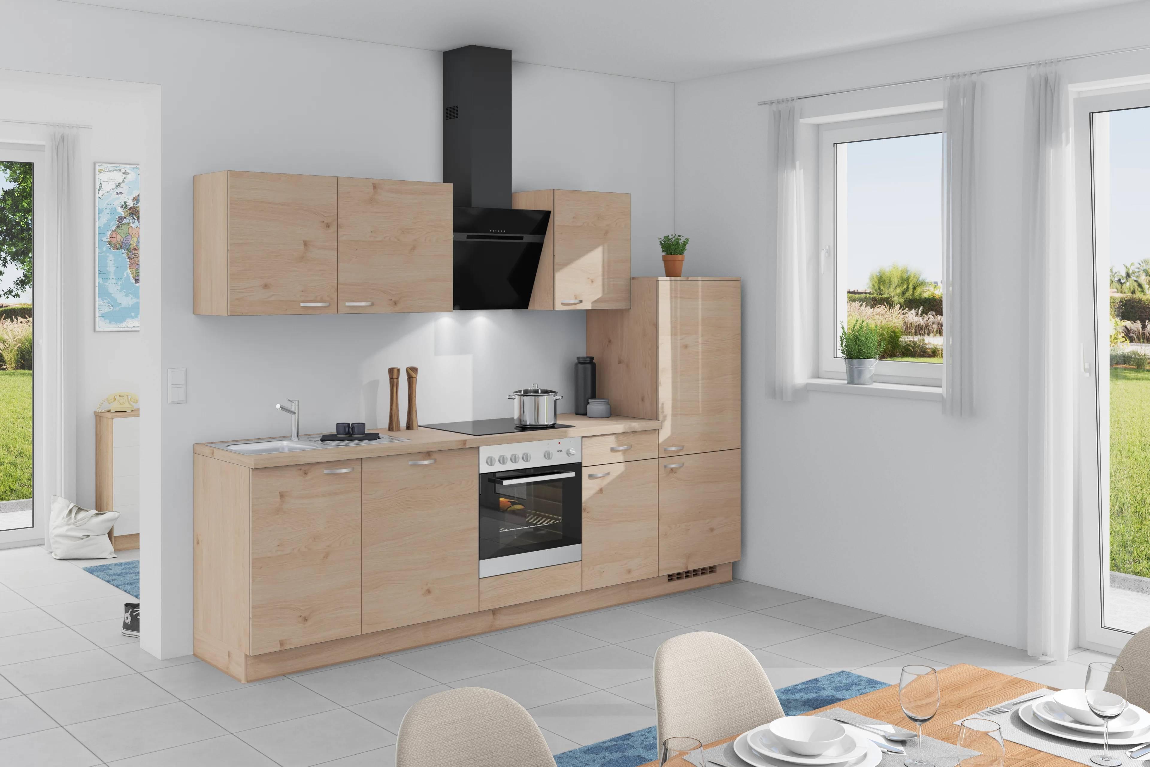 Küchenzeile Plan mit Geräte 280 cm Plan Wildeiche - Wildeiche, Basics, Holzwerkstoff (280cm) - Express