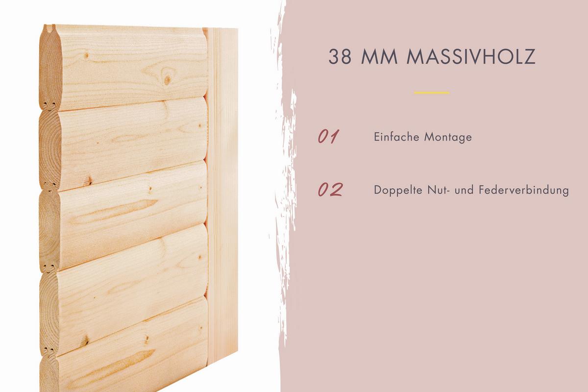Saunahaus Bente 3 231/175/196 cm - Grau, Basics, Holz (231/175/196cm)
