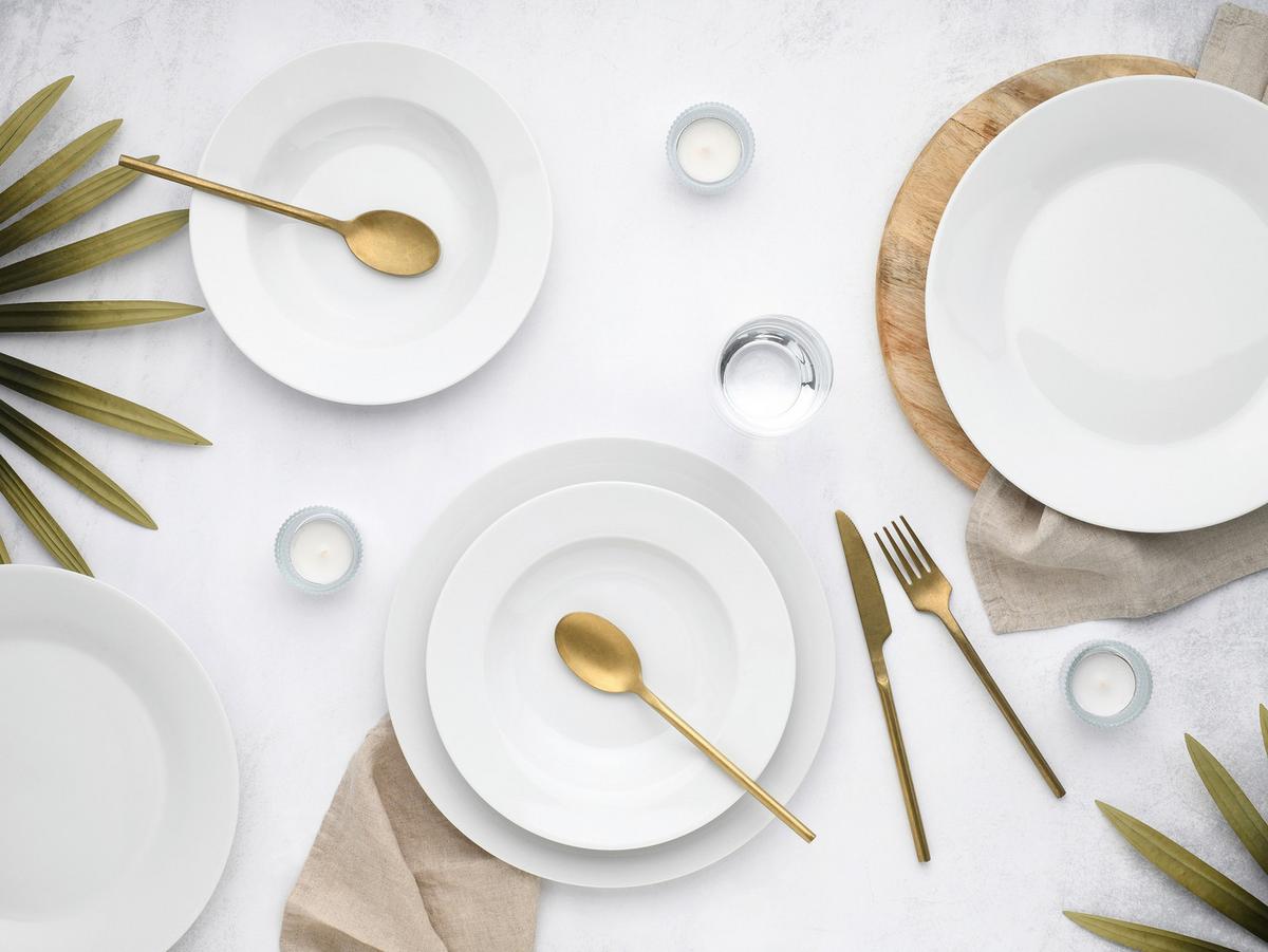 Tafelservice Porzellan, Weiß, 12-Teilig - Weiß, Basics, Keramik - Creatable