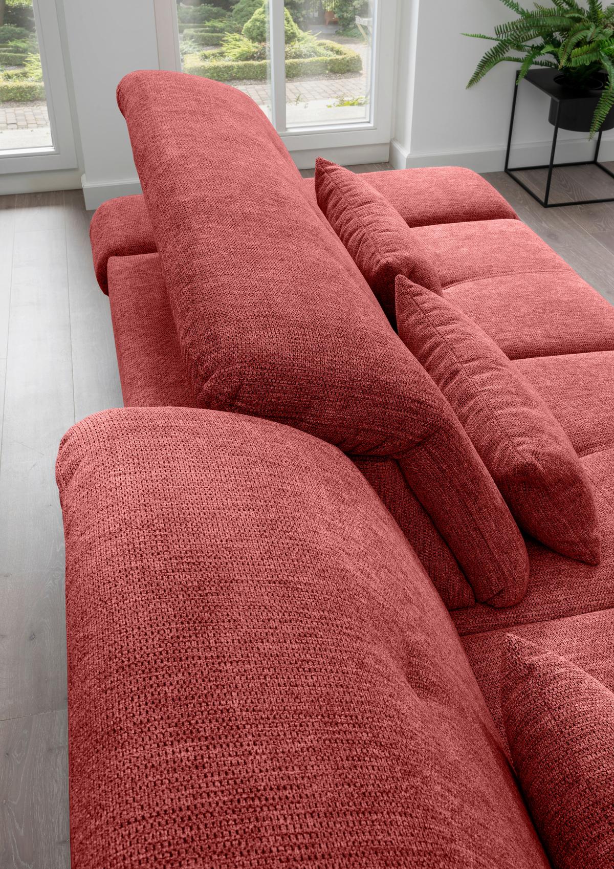Wohnlandschaft Dalida Rot U: 254x376x195 Cm - Chromfarben/Rot, MODERN, Textil (254/376/195cm) - Livetastic