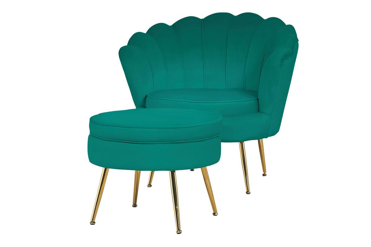 Sessel Grün B: 76 Cm - Goldfarben/Grün, MODERN, Textil (76/78/76cm) - Livetastic