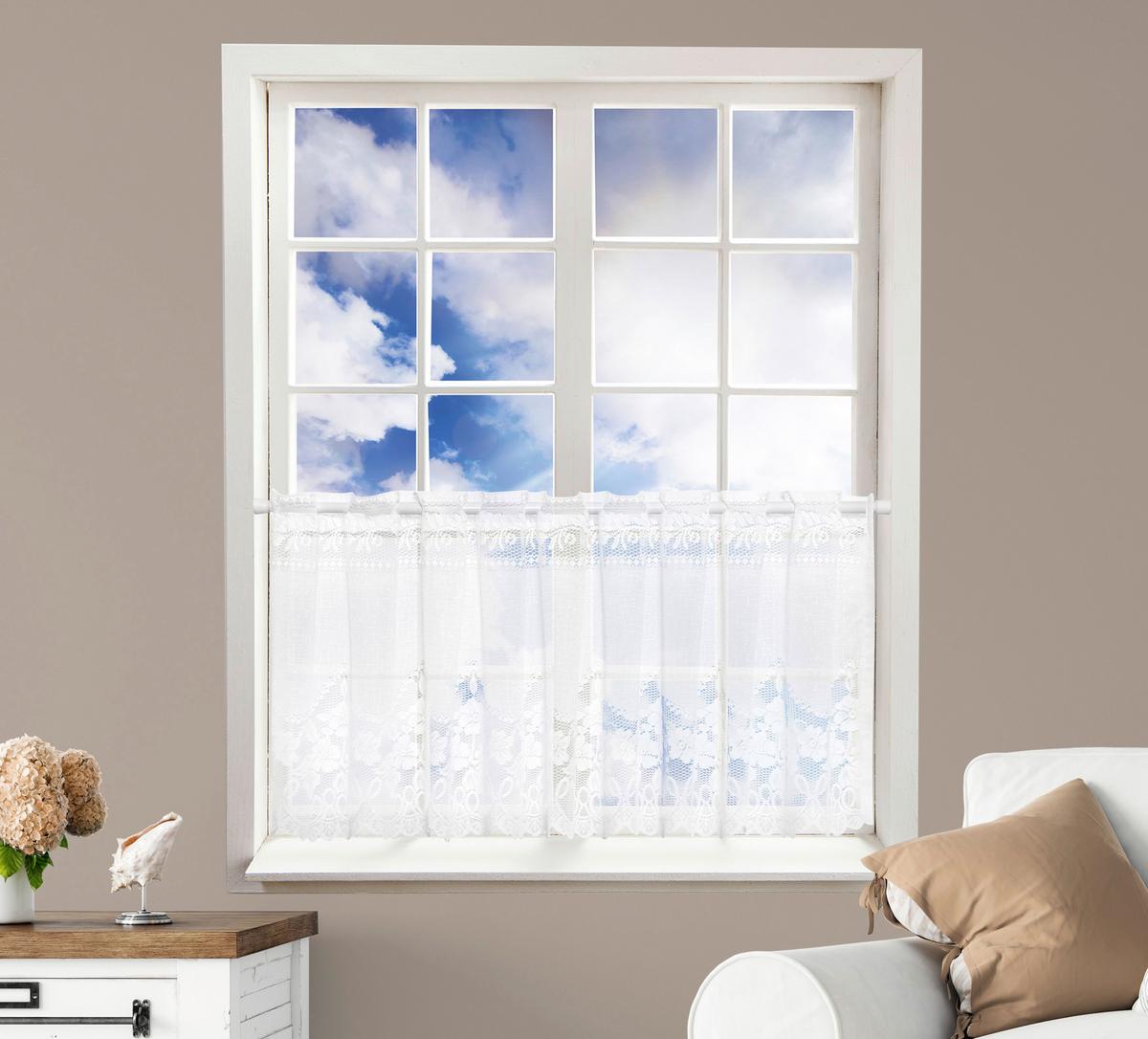 Vitrázsfüggöny Kb. 150/50cm - fehér, Konventionell, textil (150/50cm) - Ondega