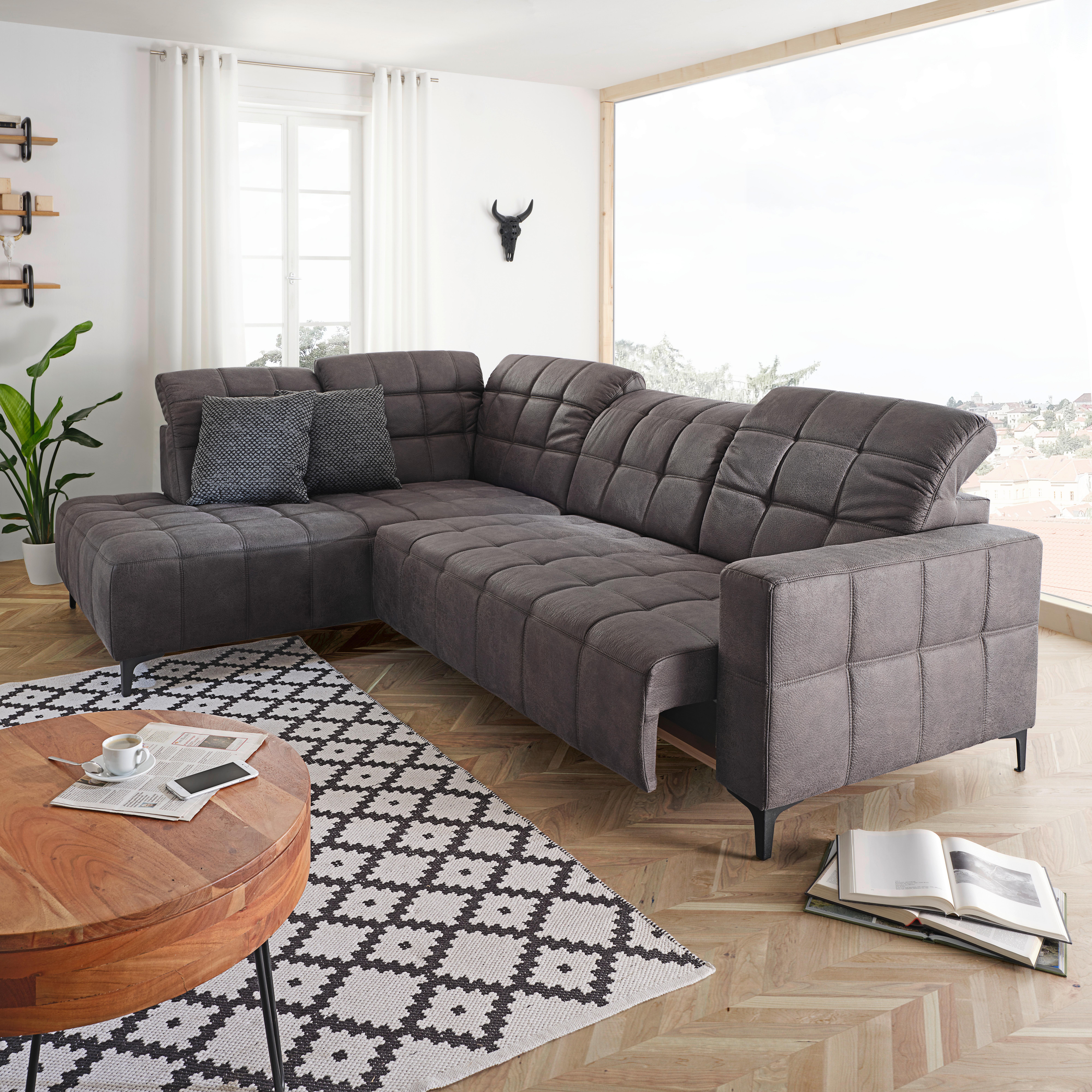 Sedacia Súprava Panama - čierna/sivá, Moderný, textil (304/216cm) - Premium Living