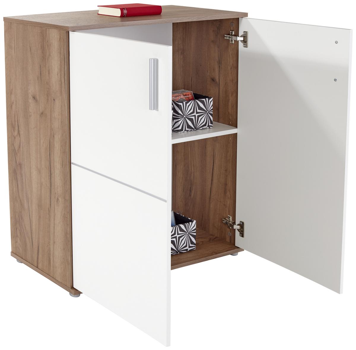 Kommode B 88cm Ina 01, Kraft Eiche Dekor/Weiß - Eichefarben/Weiß, MODERN, Holzwerkstoff