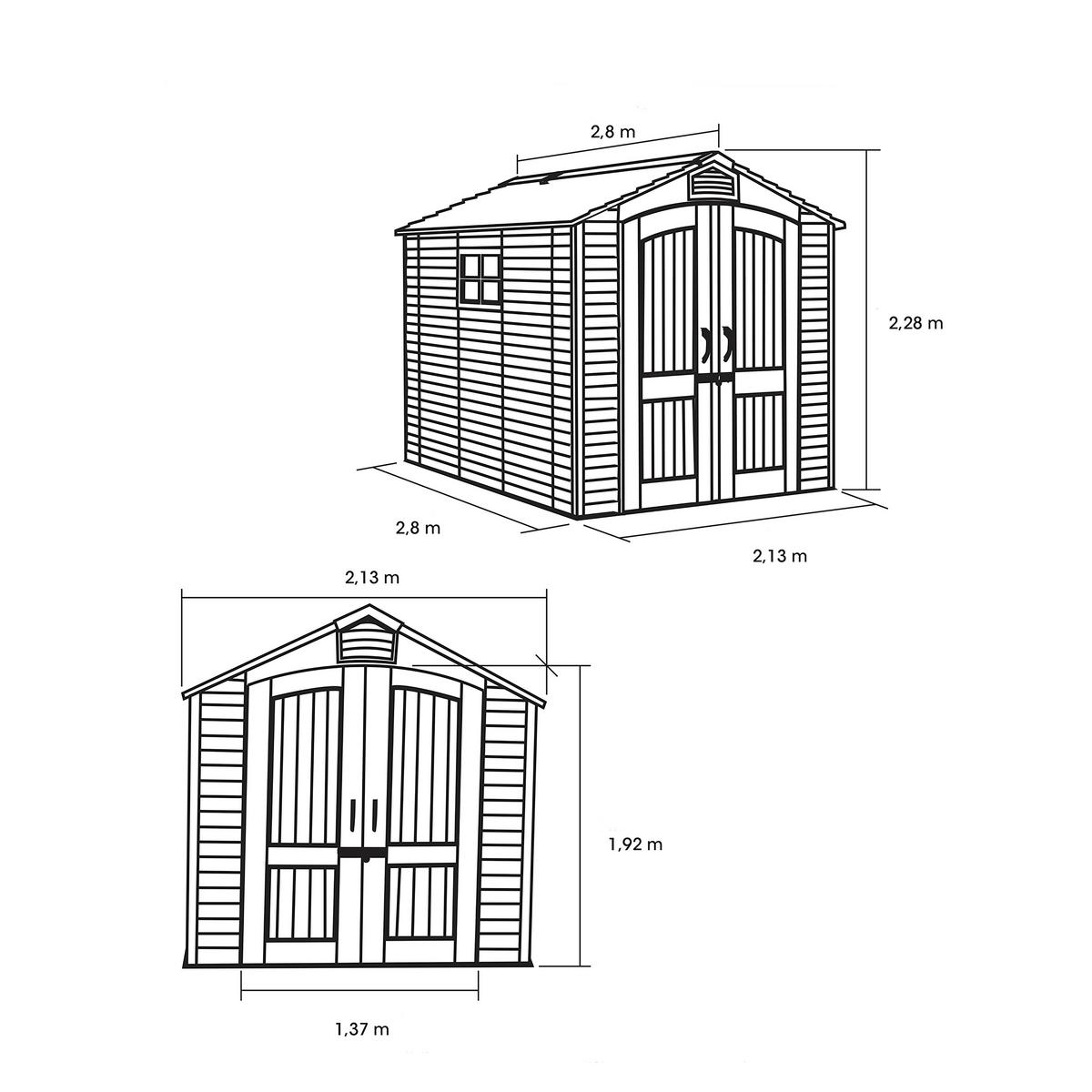 Gerätehaus versperrbar 204x227x285 cm - Grau, Basics, Kunststoff (204/227/285cm)