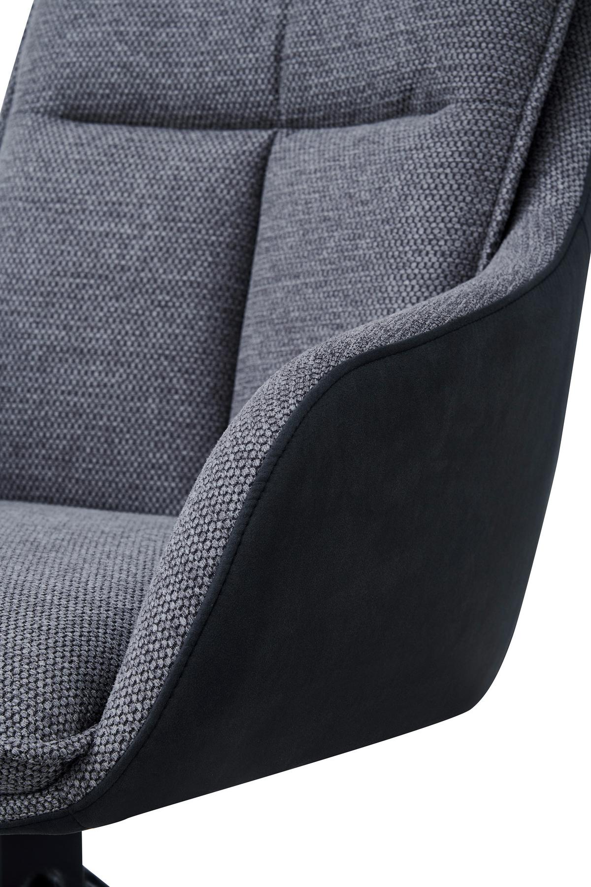 Armlehnstuhl Emilia II Webstoff grau, B: 60cm - Schwarz/Grau, MODERN, Holz/Textil (60/88/65cm)