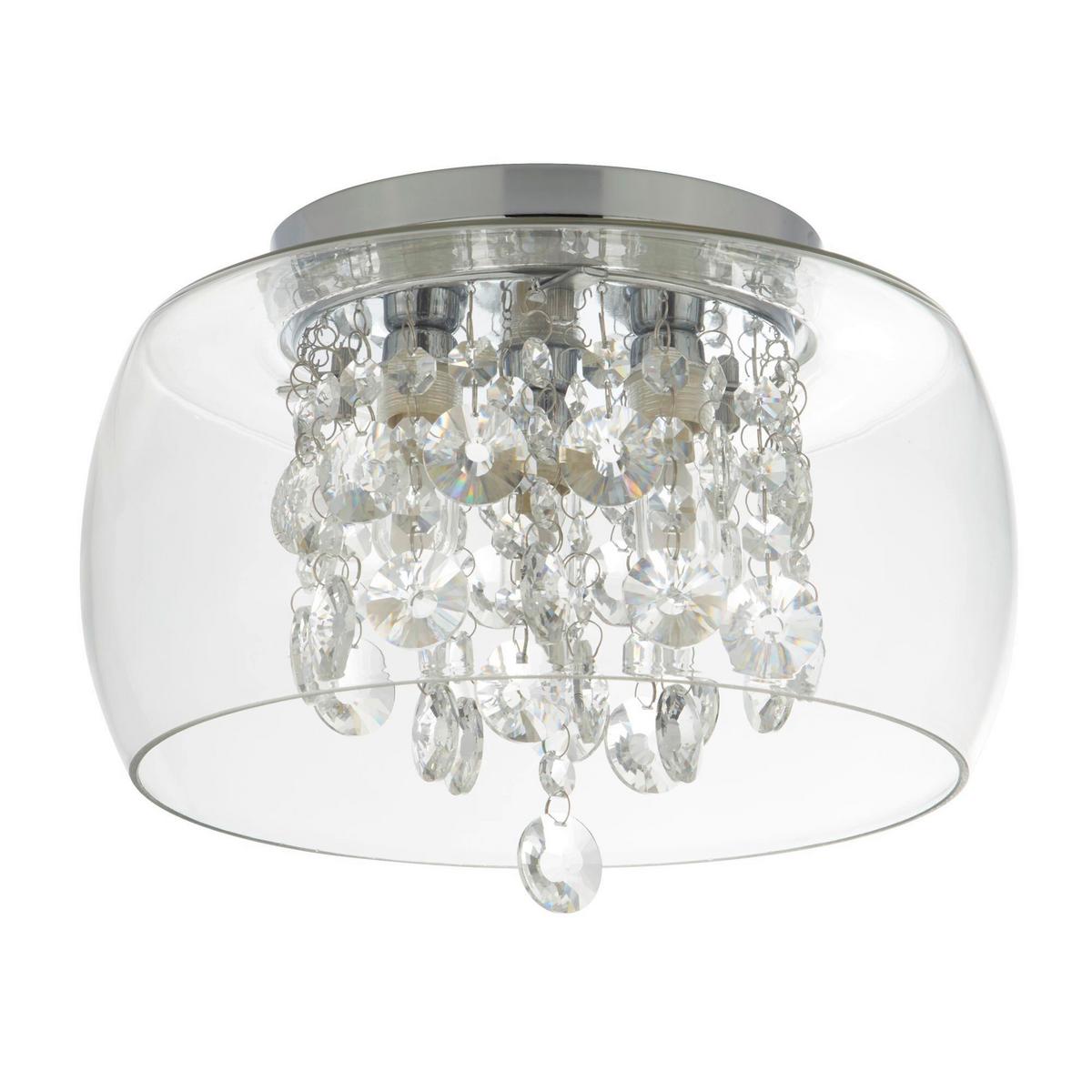 Bad-deckenleuchte Ip44 Chromfarben Ø 28 Cm 3-Flammig - Chromfarben, Design, Glas/Metall (28/20cm)