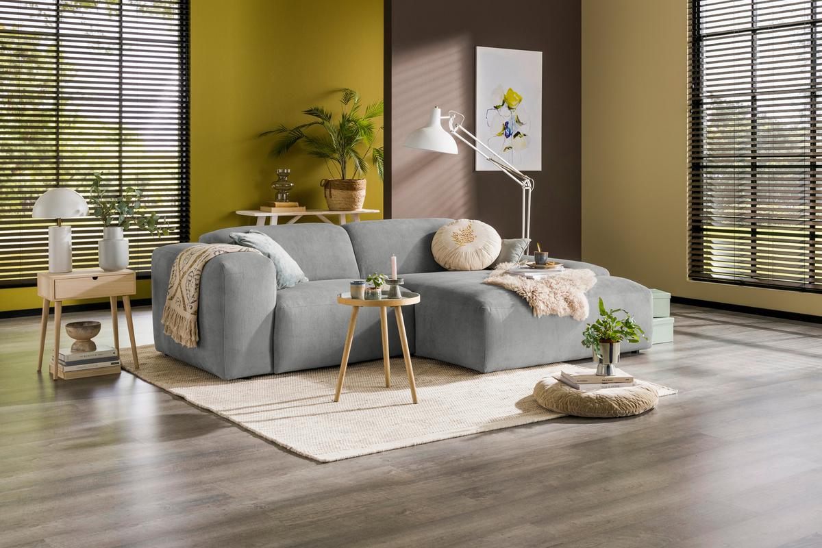 Ecksofa Hannah Hellgrau 252x170 Cm - Hellgrau/Schwarz, Design, Textil (252/170cm) - MID.YOU