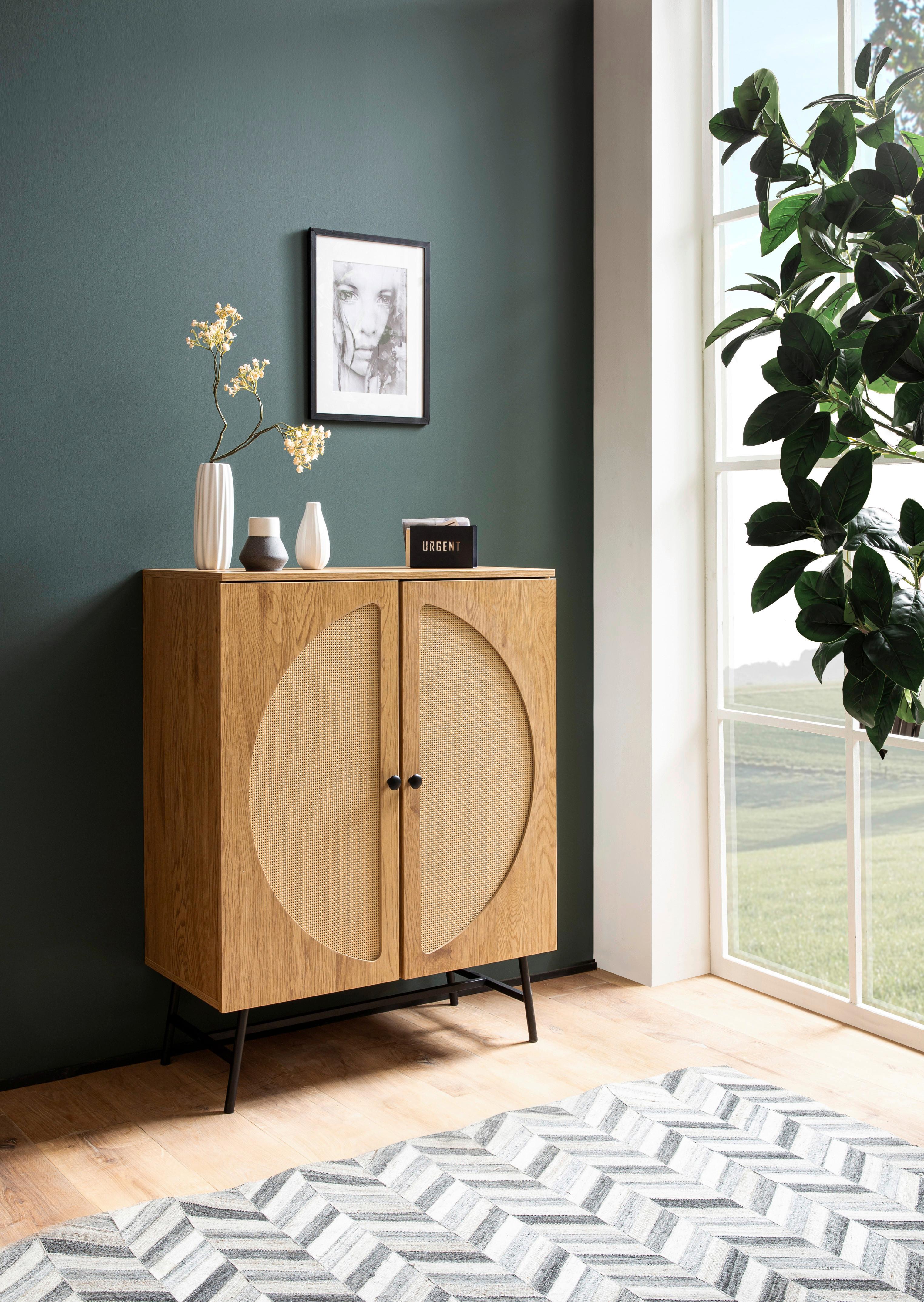 Sideboard Eichefarben Dekor B: 80 Cm - Eichefarben/Schwarz, Design, Holzwerkstoff (80/103/39cm) - MID.YOU