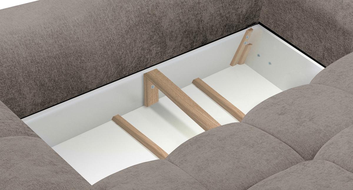 Schlafsofa Alessano Braun, B: 254cm - Beige/Schwarz, MODERN, Holzwerkstoff/Kunststoff (254/69-93/116cm) - MID.YOU