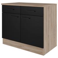 Spodná kuchynská skrinka CAPRI CAPRI US 100 - čierna/farba duba, Konventionell, kov/kompozitné drevo (100/85/57cm) - FlexWell