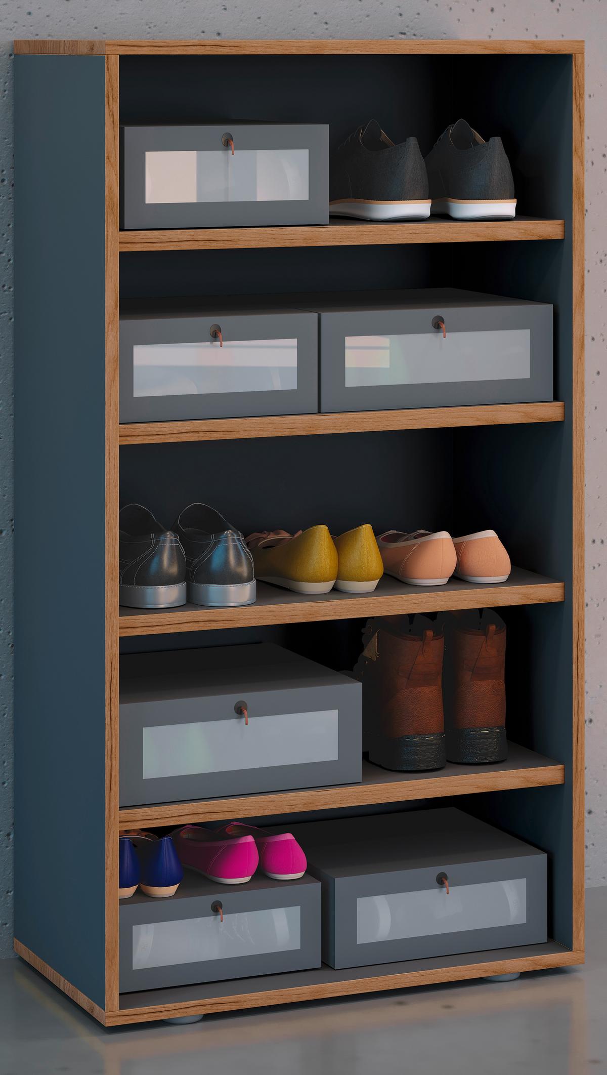 Schuhregal Salia Anthrazit/honigeiche B: 60 Cm - Honigeiche/Anthrazit, Design, Holzwerkstoff (60/110/33cm) - MID.YOU