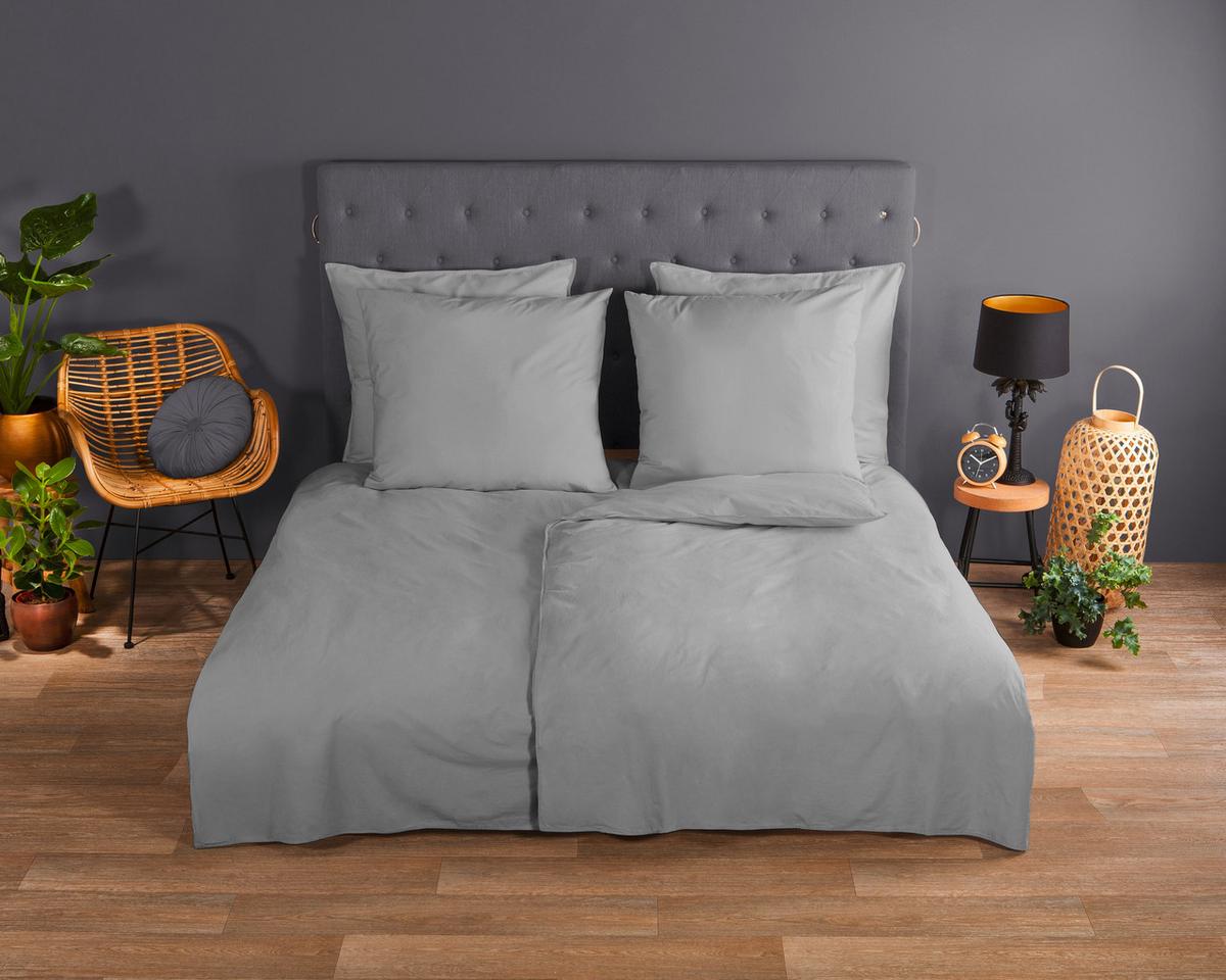 Bettwäsche Uni Grau Hellgrau 135x200 cm - Hellgrau, Basics, Textil (135/200cm)