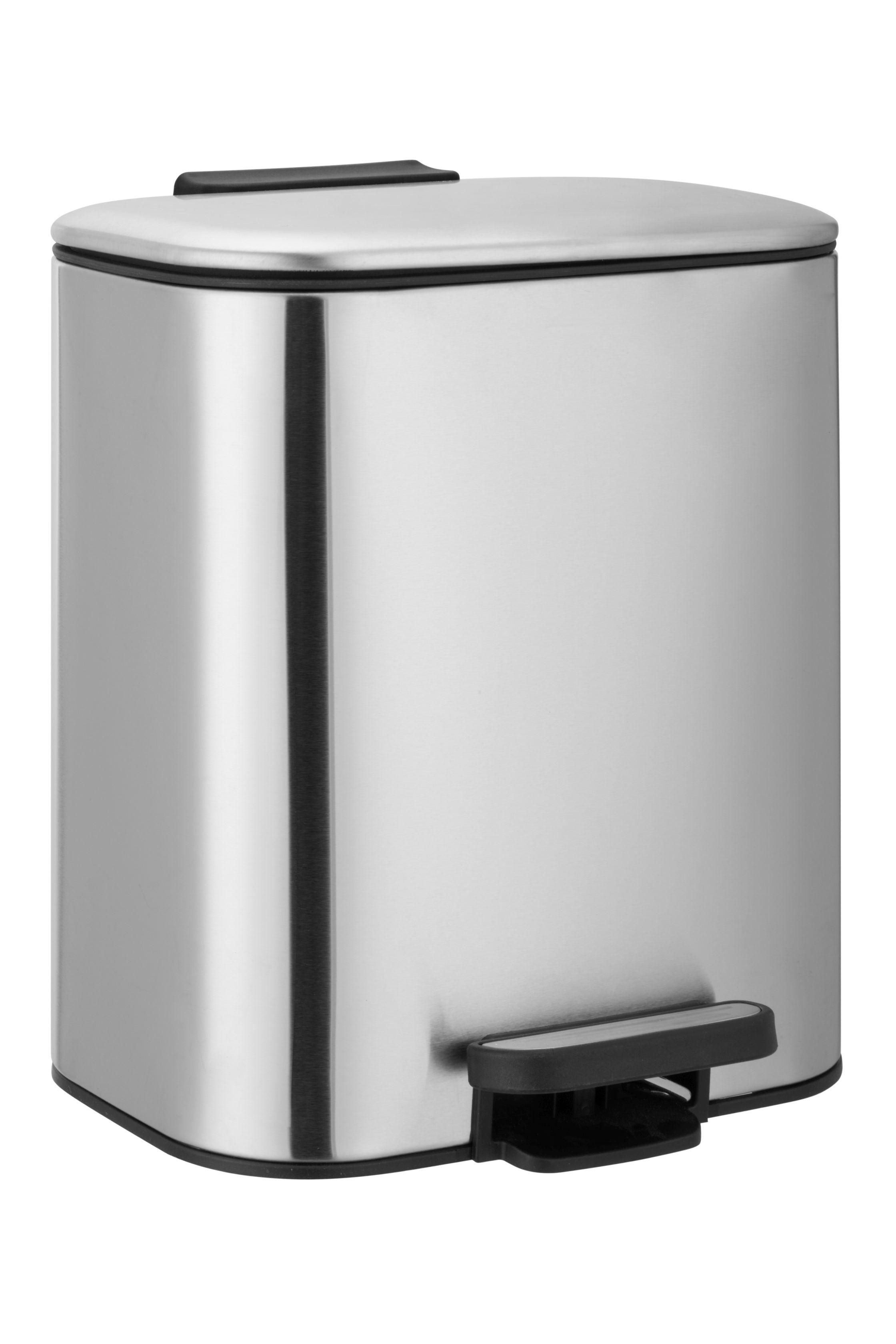 Pedálos Szemetes Marvin Kb. 6 Liter - ezüst/fekete, Konventionell, műanyag/fém (23,5/20/26,9cm) - Homezone