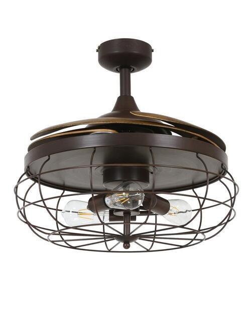 Deckenventilator Fanaway Industri 4-Flügel, Led-Leuchte - Walnussfarben/Bronzefarben, Design, Kunststoff/Metall (122/50cm) - P & B
