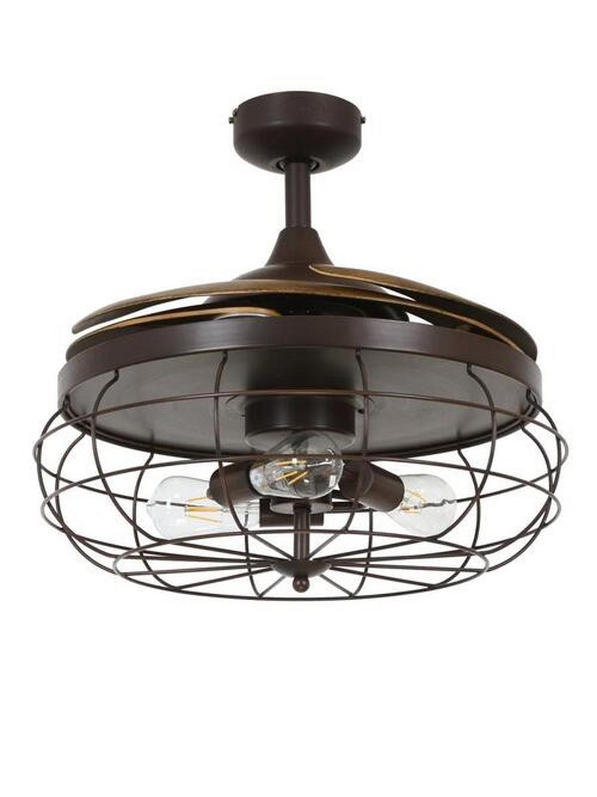 Deckenventilator Fanaway Industri 4-Flügel, Led-Leuchte - Walnussfarben/Bronzefarben, Design, Kunststoff/Metall (122/50cm) - P & B