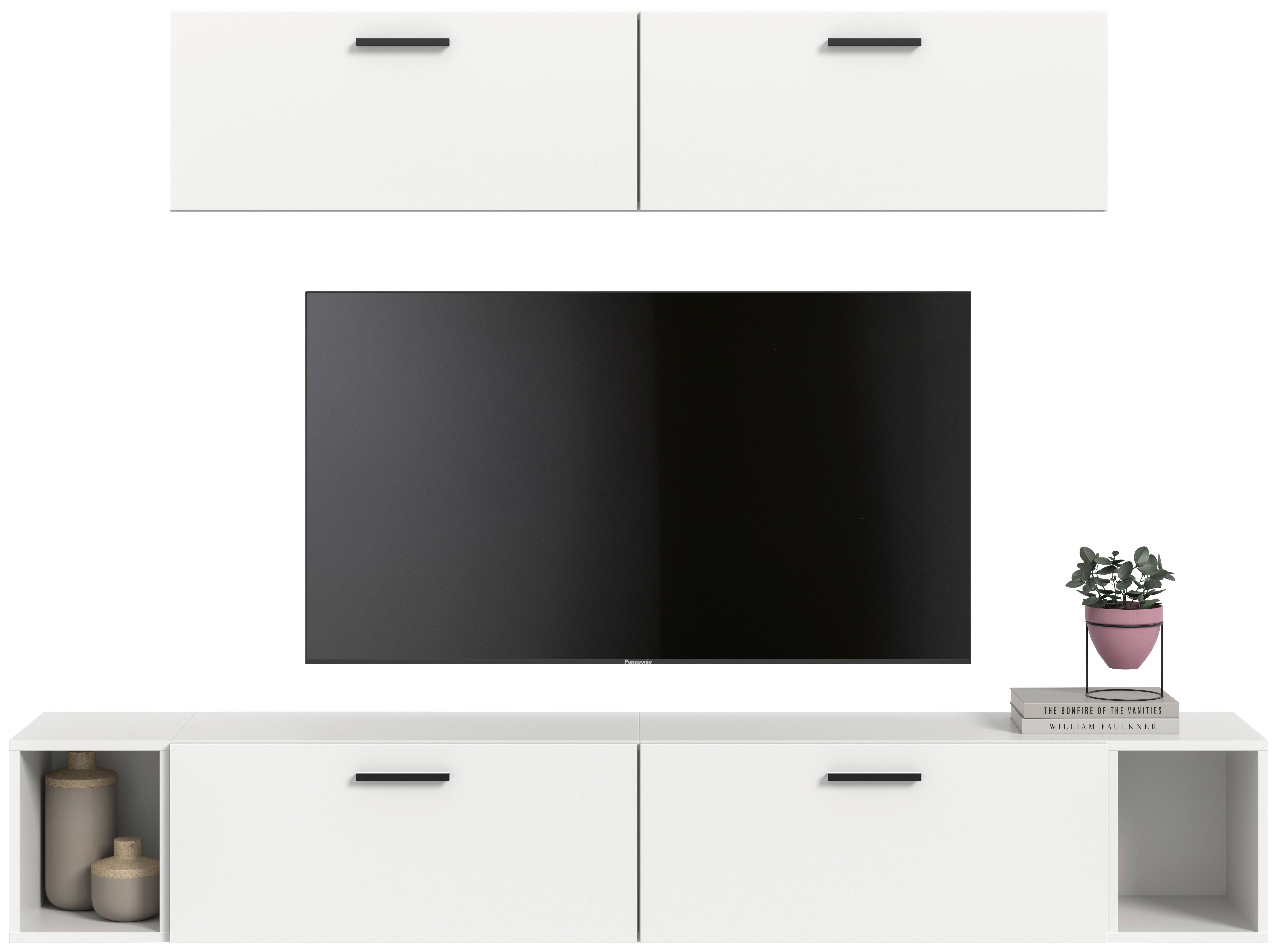 Wohnwand, The ONE 8, B: 150 cm Weiss - Schwarz/Weiß, Trend, Holzwerkstoff (150/92/34cm)