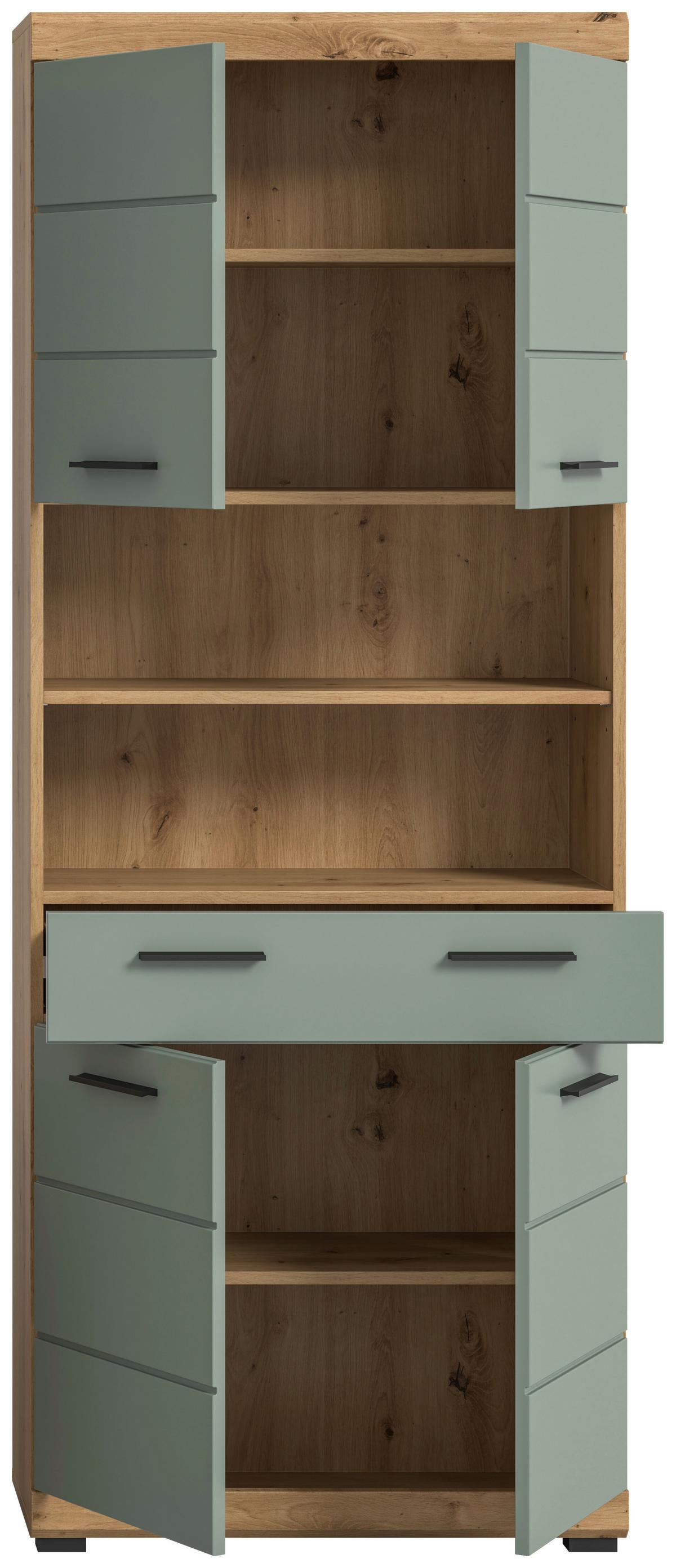 Hochschrank Scout Salbeigrün B: 74 cm - Salbeigrün/Schwarz, MODERN, Holzwerkstoff (74/191/31cm) - MID.YOU