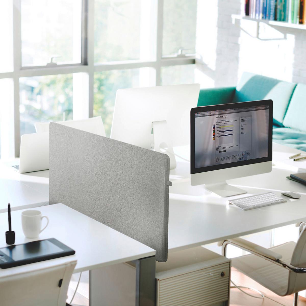 Trennwand Flexmiut D - Hellgrau, Basics, Kunststoff/Textil (120/62/2,5cm) - MID.YOU