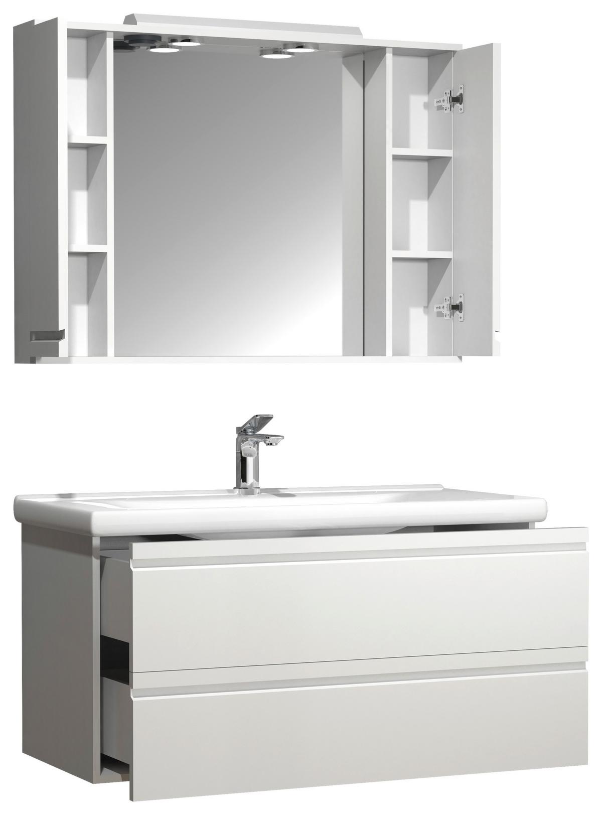 Badezimmer Silora Xl - Weiß, MODERN, Glas/Keramik (100cm) - MID.YOU