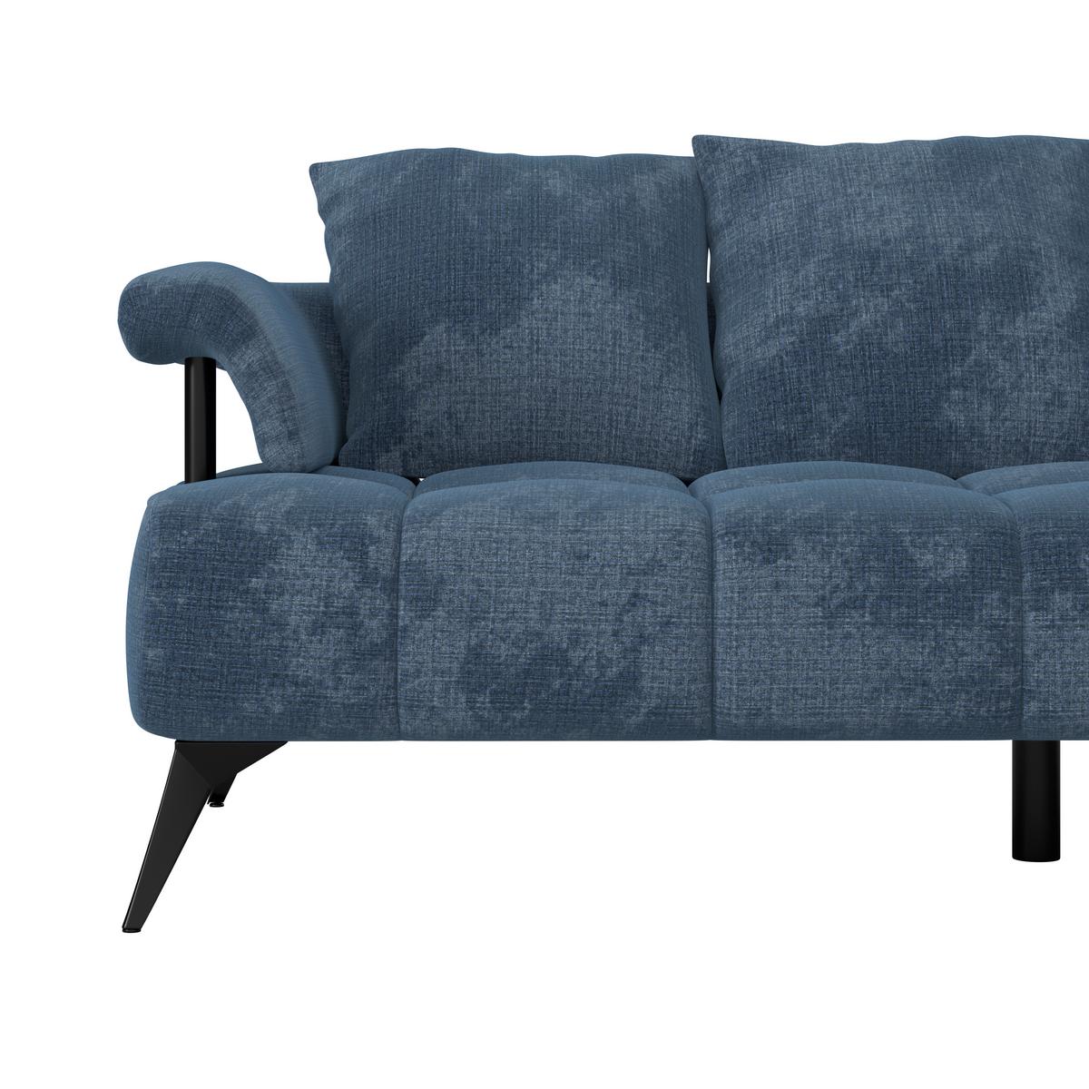 Rohová sedačka VANESSA NEW nutnná š. dveří 90 cm, pravá - modrá/černá, Moderní, kov/textil (297/200cm)