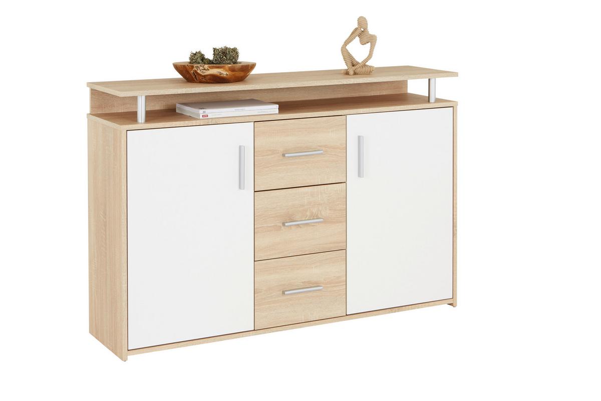 Komód Drift 132/88 Cm *top Ár* - tölgyfa színű/fehér, Modern, faalapú anyag (132/88/34,6cm) - Best Price