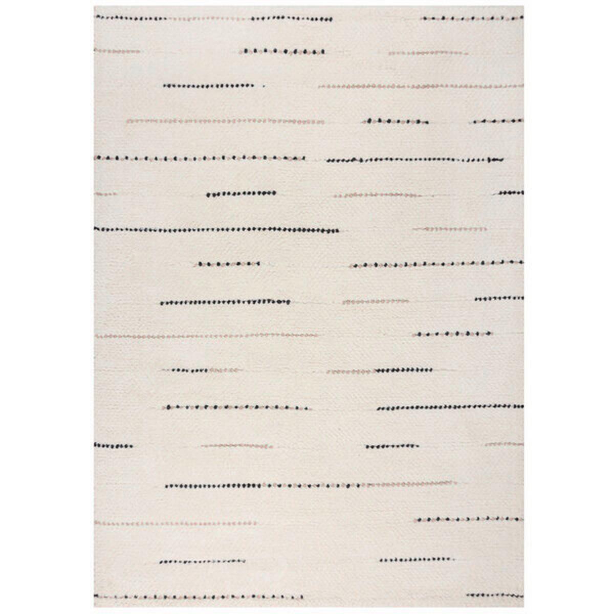 Handwebteppich Dottie Linear - Schwarz/Weiß, KONVENTIONELL, Textil (120/170cm)