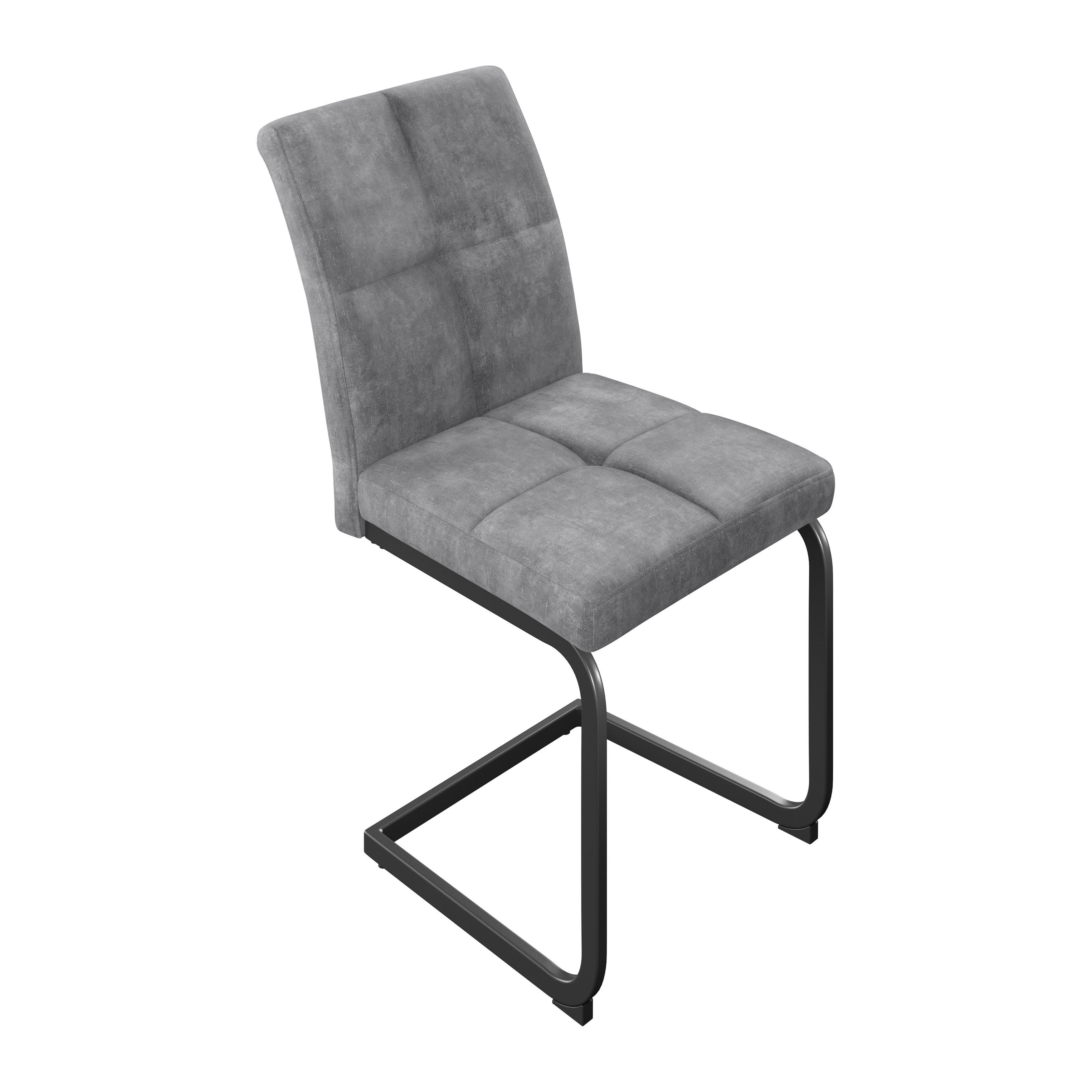 Schwingstuhl Milos Grau / Schwarz - Schwarz/Grau, MODERN, Textil/Metall (45/93/61cm)