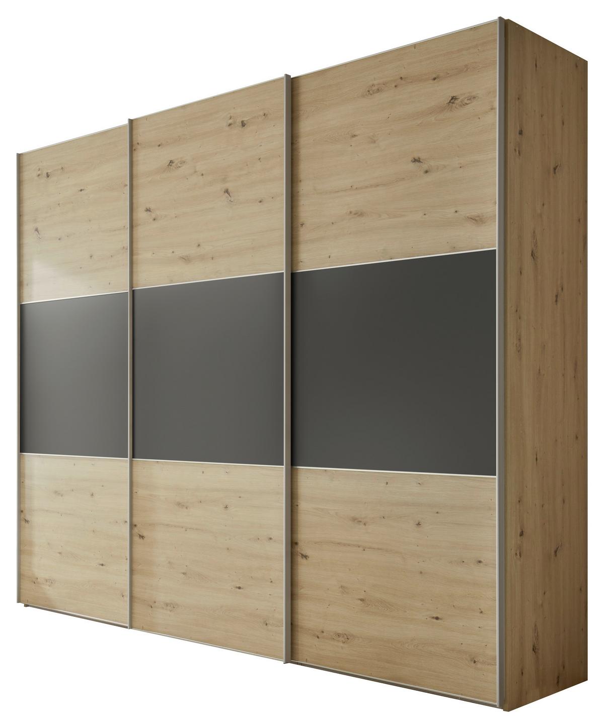 Schwebetürenschrank B: 249 Cm Includo Eiche Dekor/anthrazit - Anthrazit/Weiß, Design (249/222/68cm) - MID.YOU