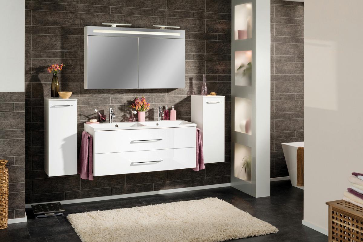 Waschbecken Mit Unterschrank Clever B: 120 Cm Weiß - Weiß, MODERN, Holzwerkstoff/Kunststoff (120,0cm) - MID.YOU