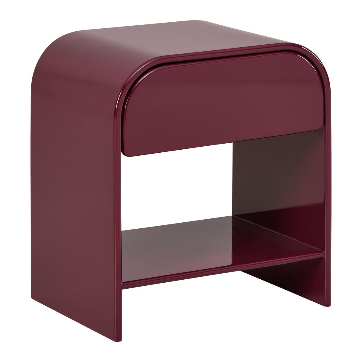 Nočný stolík RUBY vínovočervená, lakovaná - vínovočervená, Modern, kompozitné drevo (40/45/30cm) - Mömax