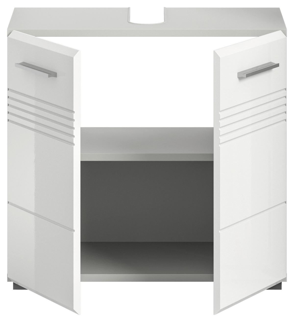 Waschbeckenunterschrank Copa Bxh: 60x56 Cm Weiß Hochglanz - Weiß Hochglanz/Schwarz, MODERN, Holzwerkstoff (60/56/32cm) - MID.YOU
