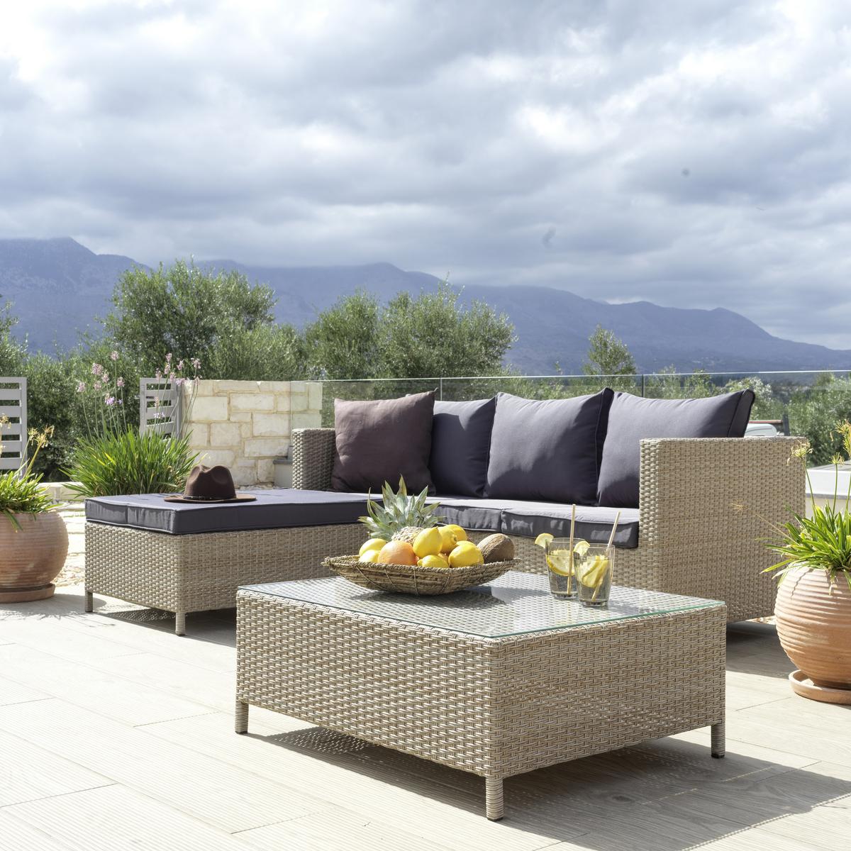 Lounge Garnitúra Santorin - világosbarna/szürke, Modern, műanyag/Üveg - Luca Bessoni