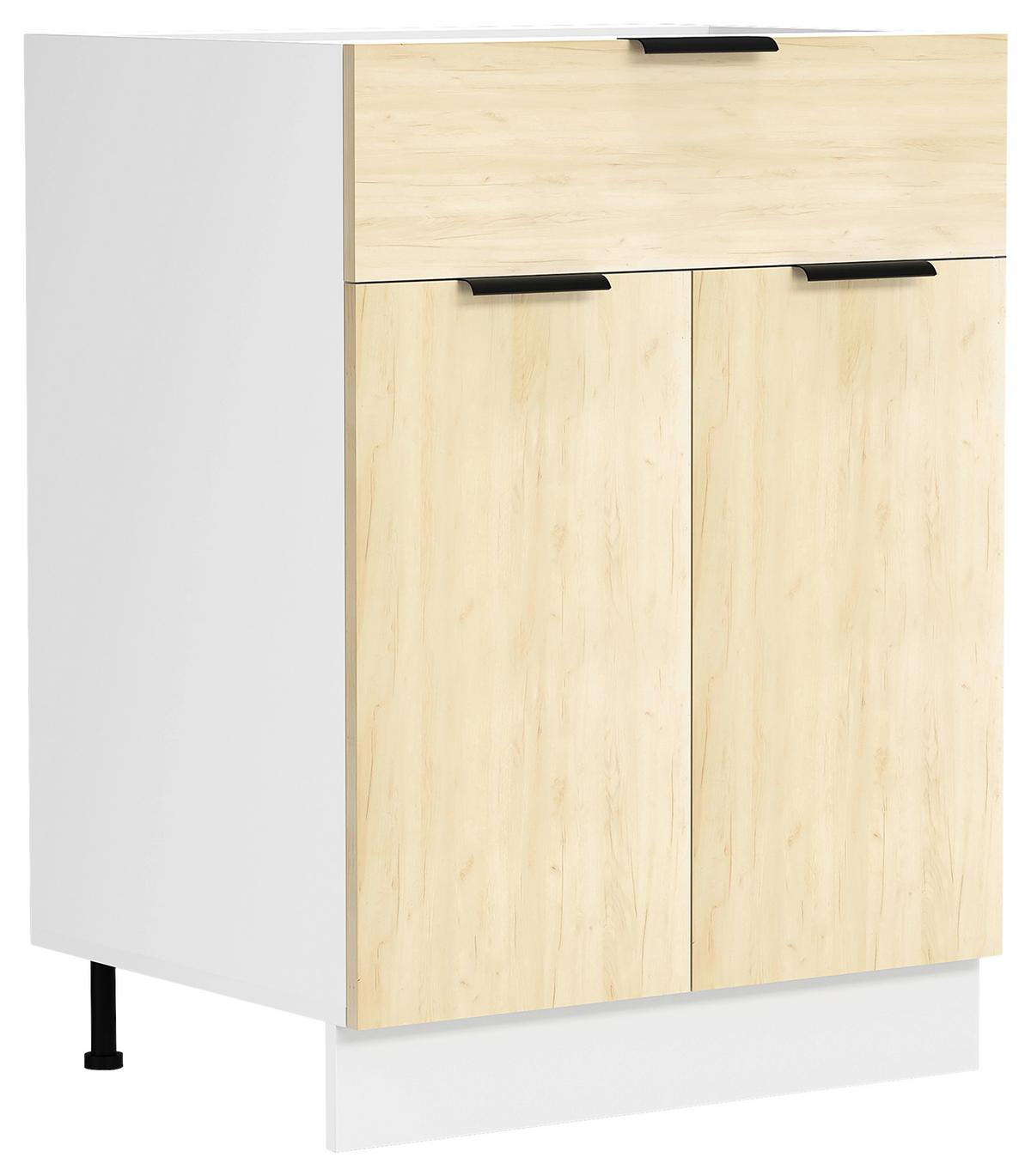 Küchenunterschrank Fasola Honigeiche/weiß B: 60 Cm - Honigeiche/Weiß, Trend, Holzwerkstoff (60/82/46cm) - MID.YOU