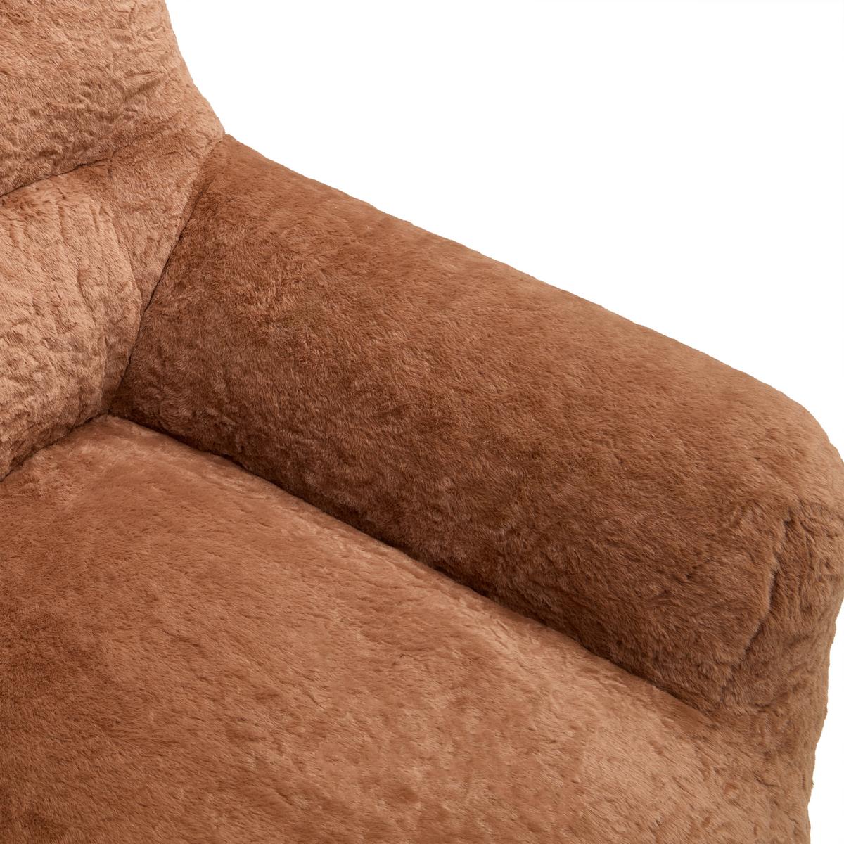 Štýlové kreslo LENI, hnedá umelá kožušina - hnedá, Modern, textil (106/80/92cm) - Mömax