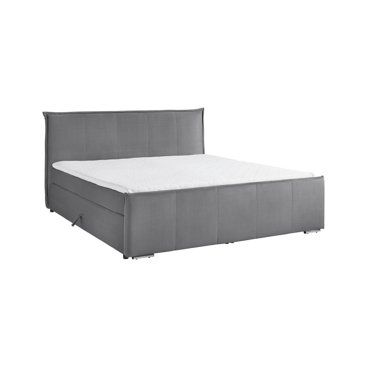Postel boxspring s toperem, 200x200 cm, šedá - šedá/barvy chromu, Moderní, kov/dřevo (200/200cm) - Bessagi Home
