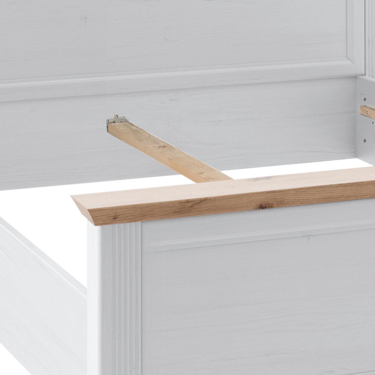 Doppelbett Landhaus-Stil 160x200 Jasmin II Weiß/Eiche - Schwarz/Weiß, LIFESTYLE, Holzwerkstoff (160/200cm)