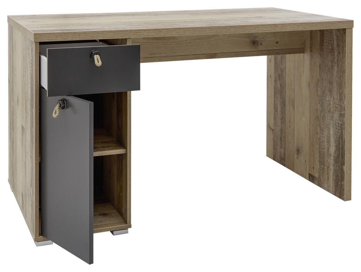 Psací stůl MERLIN - barvy smrku/přírodní barvy, Basics, kompozitní dřevo/plast (130/70/75cm)