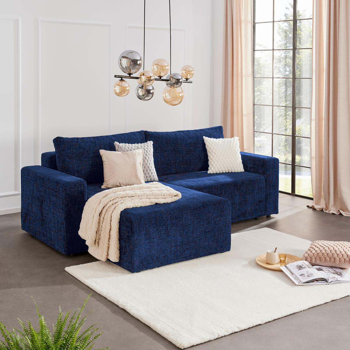 Ecksofa Dallas Dunkelblau 258x173 Cm - Schwarz/Dunkelblau, MODERN, Holz/Kunststoff (258/173cm)